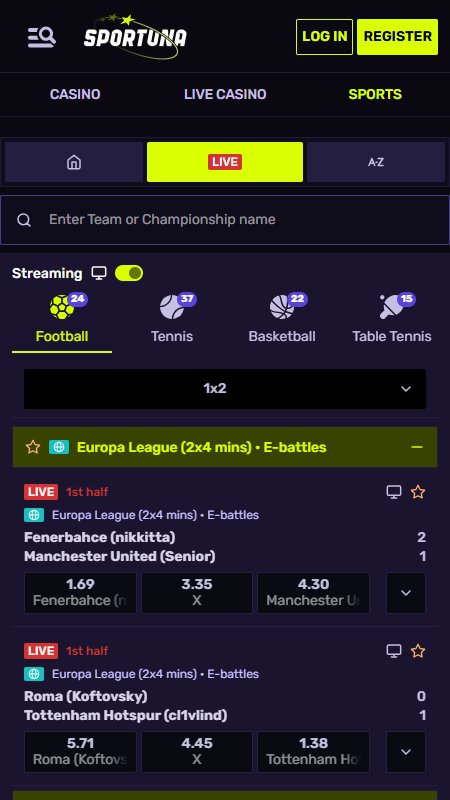 Sportuna Bookmaker live streaming