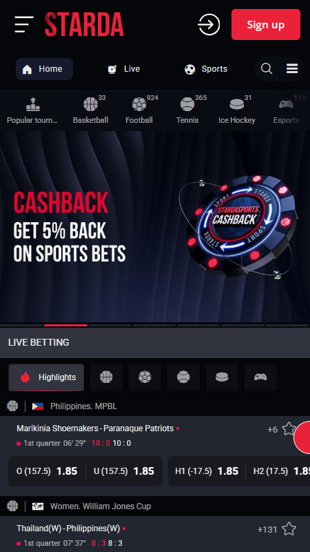 Starda main page