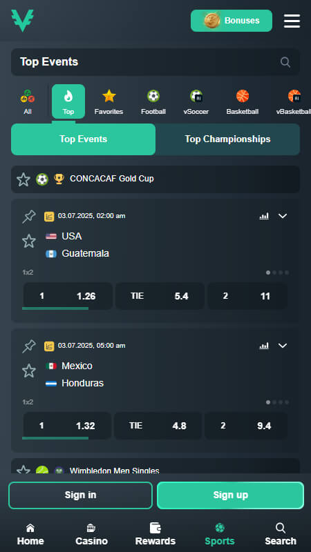 Vave Bookmaker sports betting