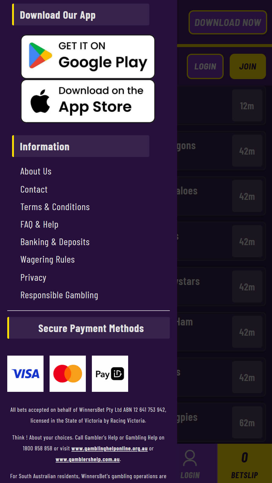 Winnersbet mobile apps