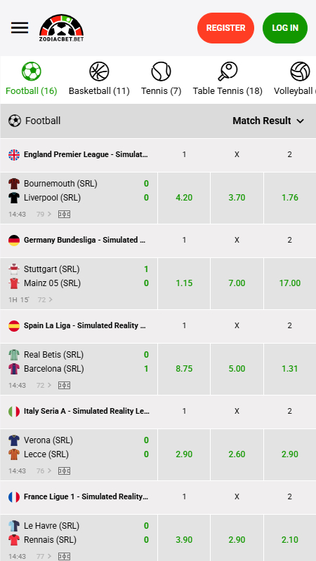 ZodiacBet Bookmaker Live betting