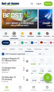 Bet At Home Main Page