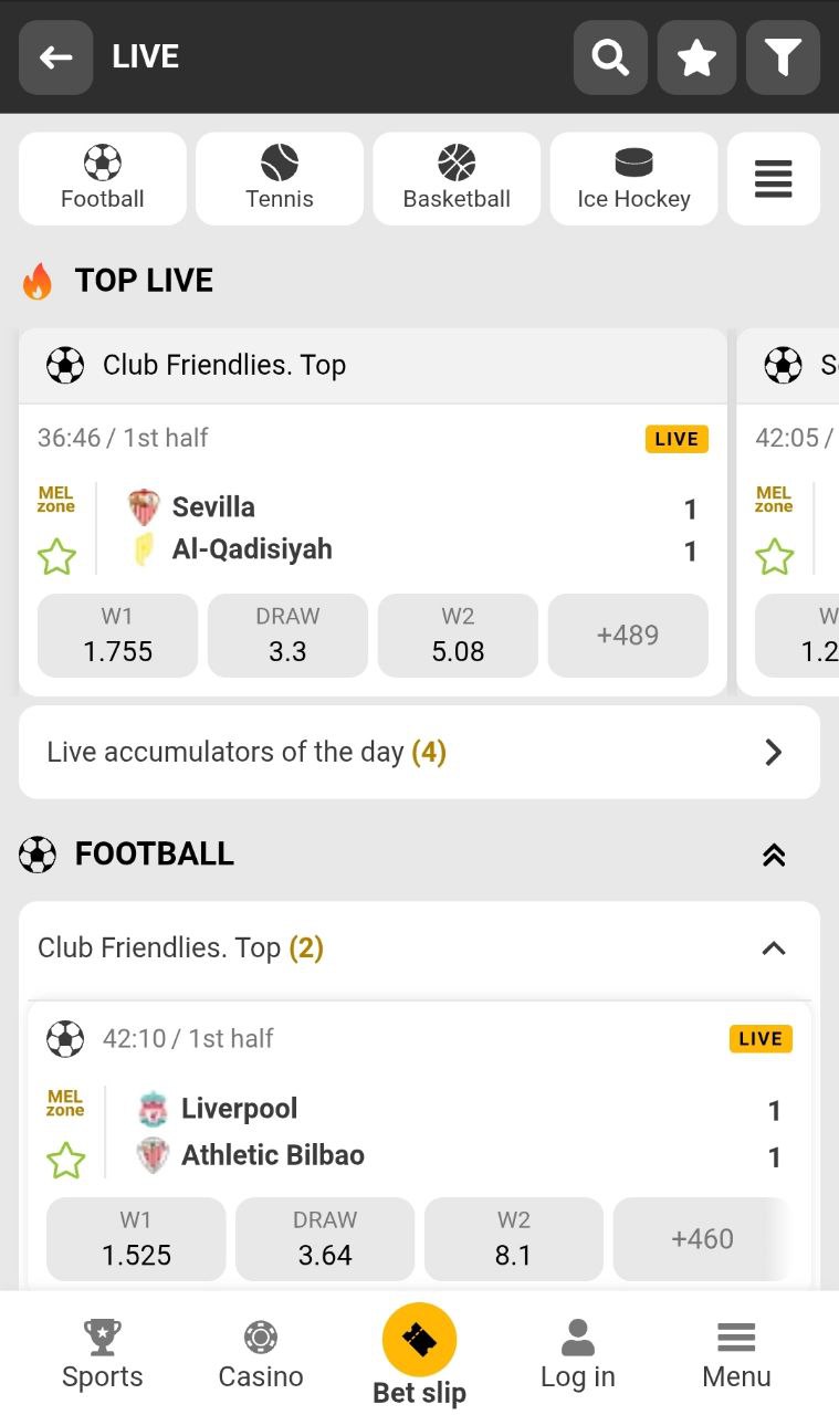 Live Betting Melbet