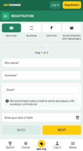 Registration Betwinner