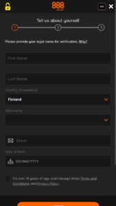 Registration 888Sport