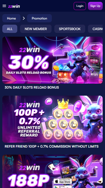 Bonuses and Promotions at 22Win