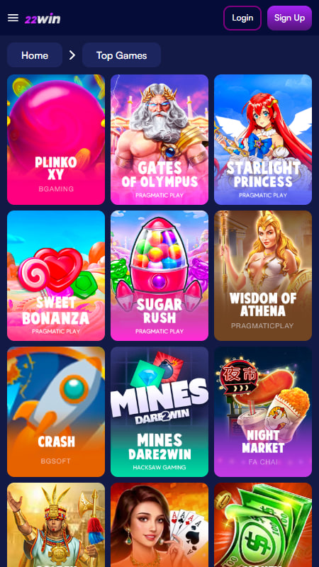 22Win most popular casino games