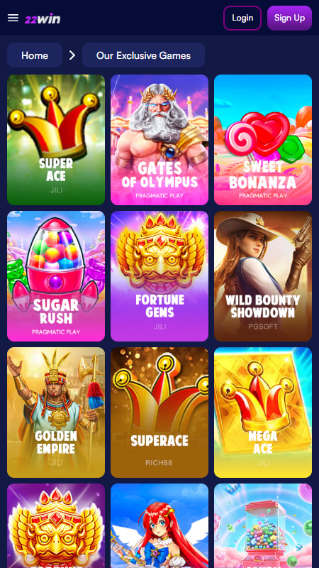 Range of Games at 22Win Casino