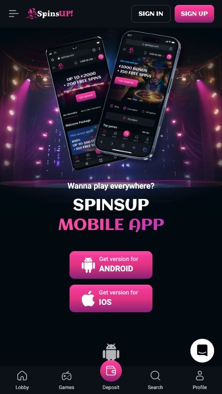 Spinsup mobile application