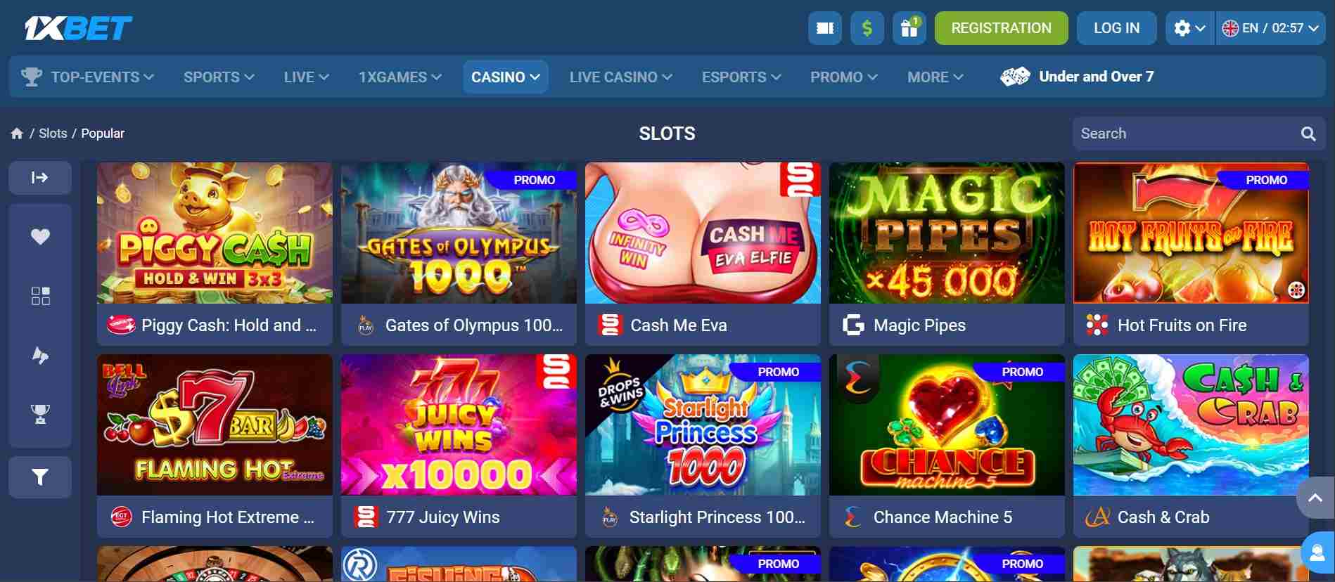 1xbet Casino section 