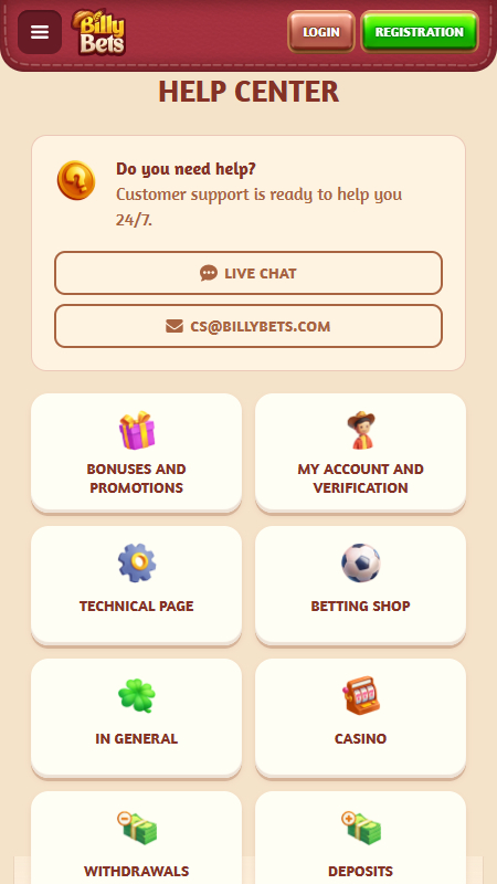 BillyBets Technical Support