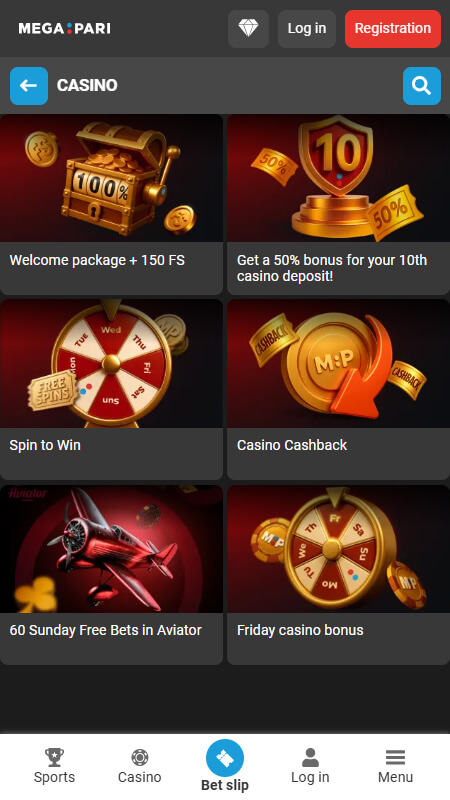 Megapari Casino bonuses