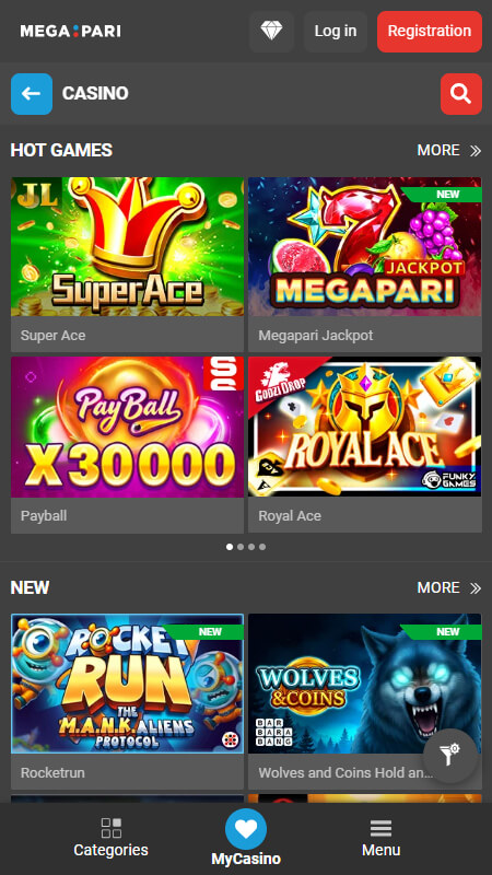 Megapari Casino games