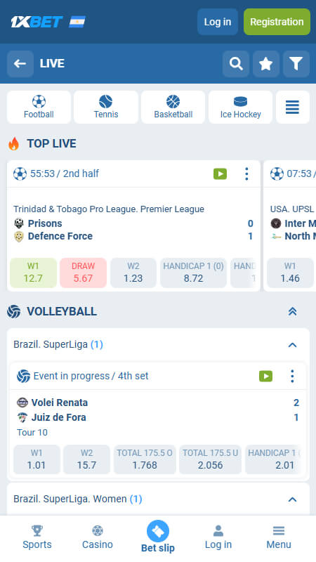 1xbet bookmaker live betting Argentina