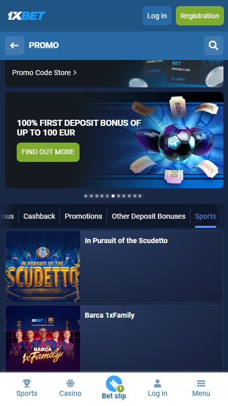 1xBet sport bonus