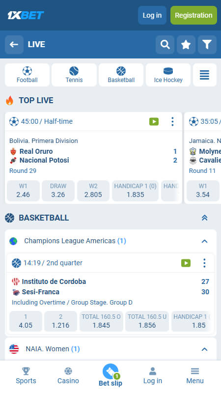 1xBet bookmaker live sports betting