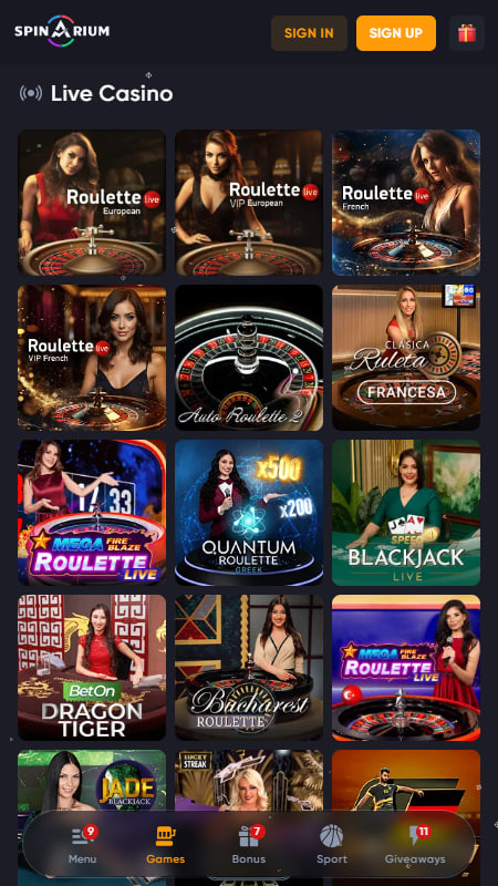 Spinarium Italian Live Casino