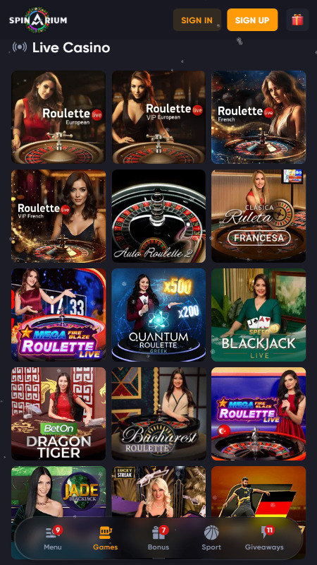 Live casino Spinarium