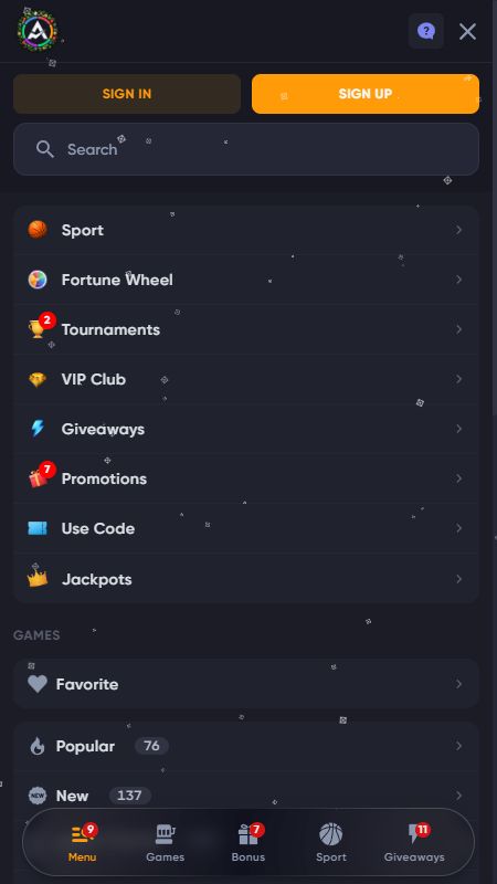 Explore Spinarium site full menu options