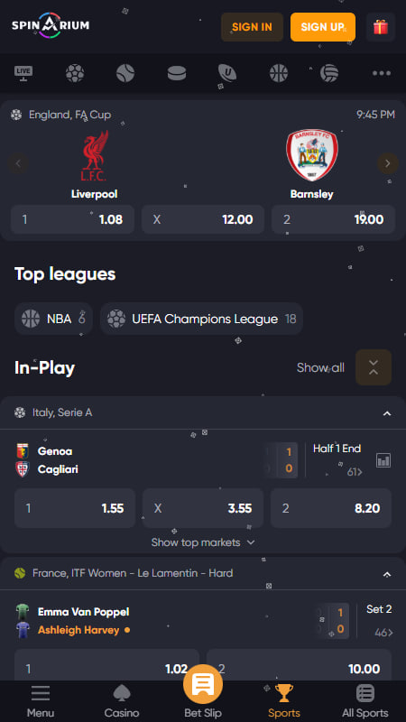 Spinarium Sports betting