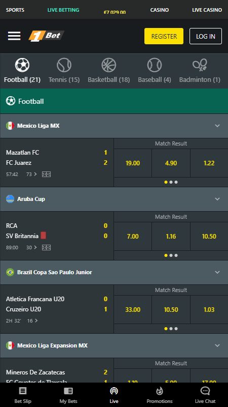 1Bet bookmaker live sports betting