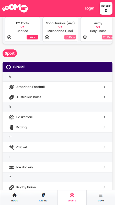 BoomBet sport betting
