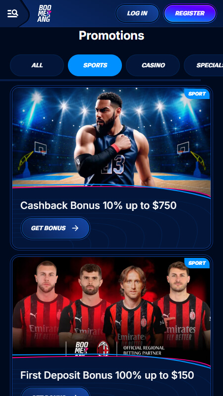 Boomerang bet bookmaker sports bonuses
