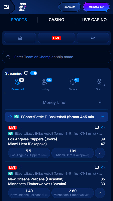 Boomerang bet bookmaker live sports
