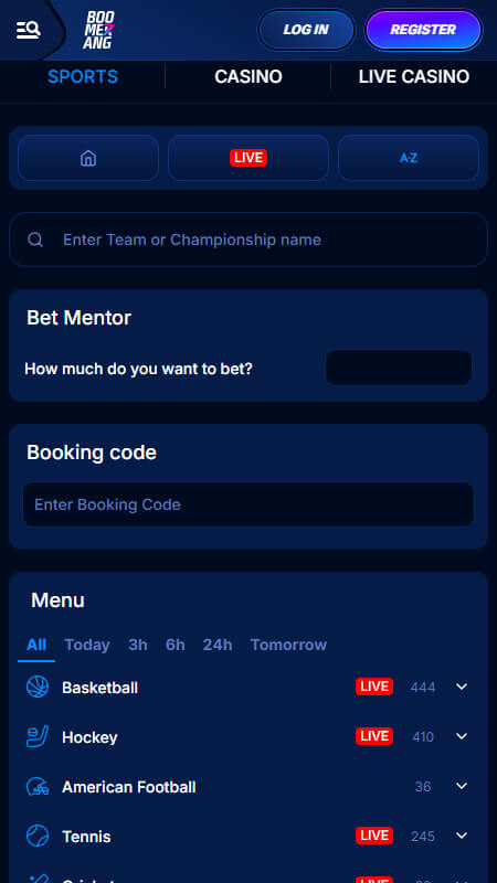 Boomerang bet bookmaker sports