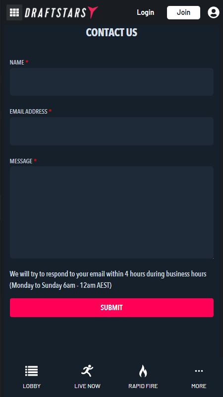 Draftstars support page