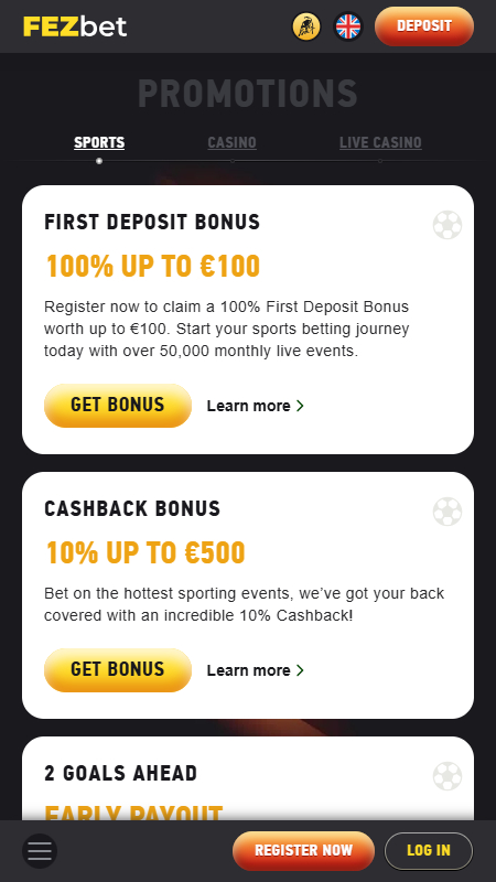 FEZbet sports betting bonuses