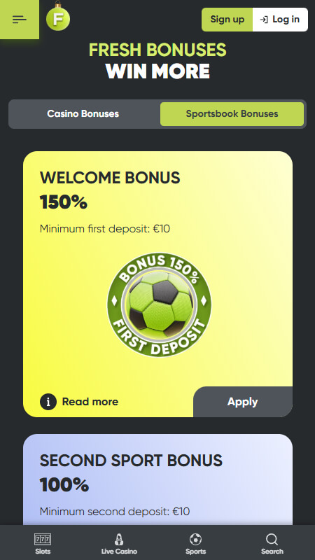 Fresh bookmaker sport bonuses