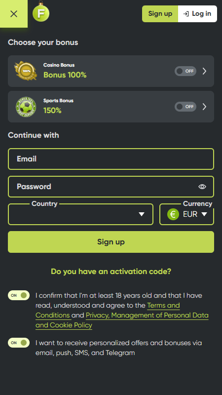 Fresh casino registration