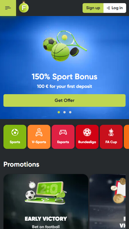 Fresh bookmaker main page