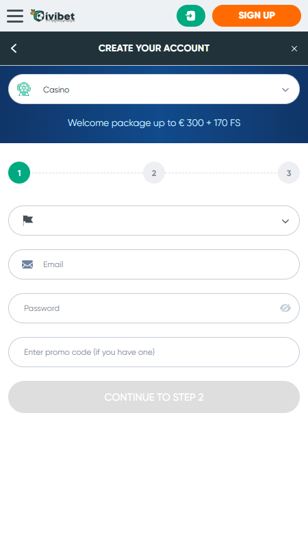 Ivibet casino registration step 2
