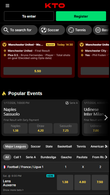 KTO bookmaker sports betting
