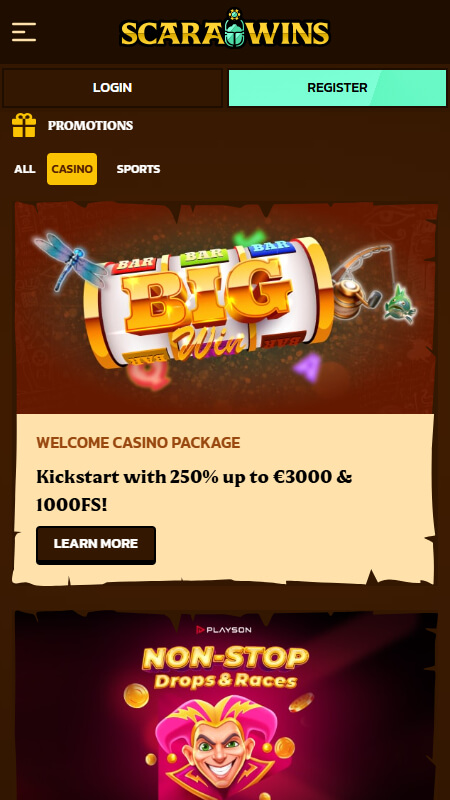 Scarawins casino bonuses