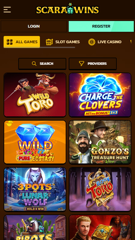 Scarawins casino games