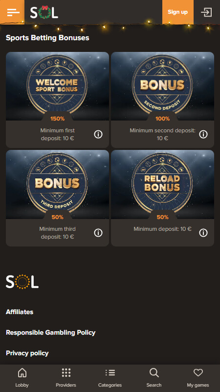 SOL betting bonuses EUR