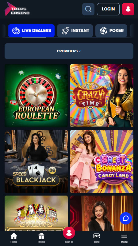 Trips casino live games
