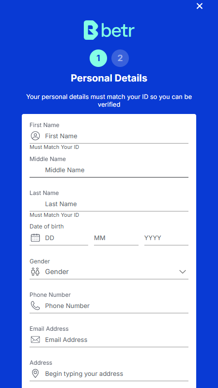 Betr registration account