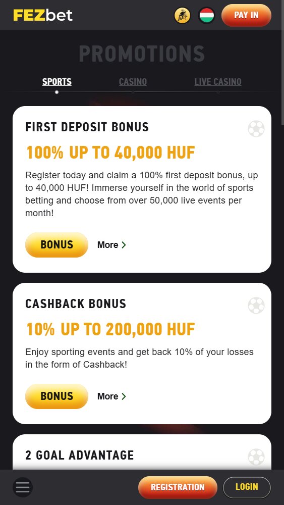 FEZbet sports bonuses Hungary