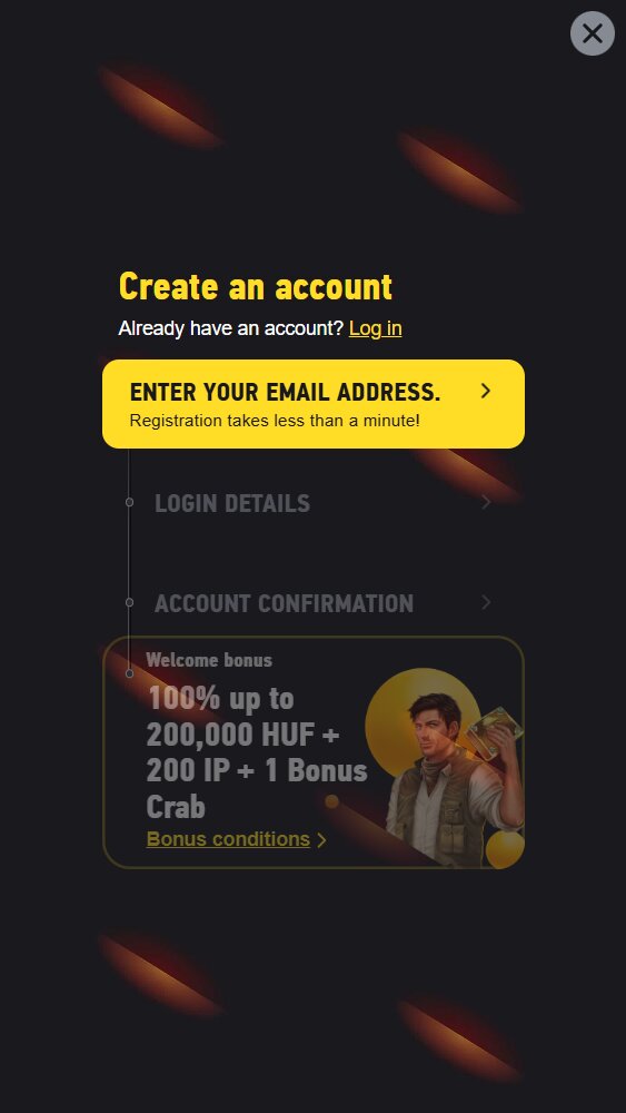 Registration at FEZbet Hungary