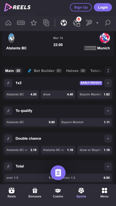 Reels.io odds and margins