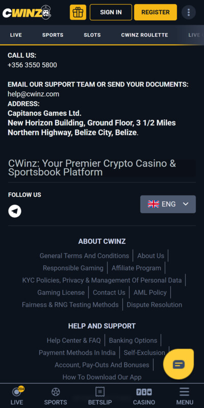 Cwinz support page