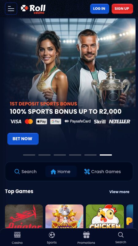 Roll Casino bookmaker homepage