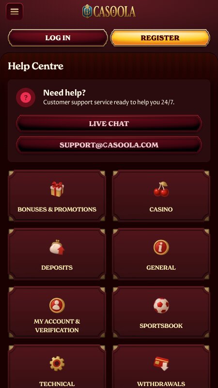 Help center on Casoola
