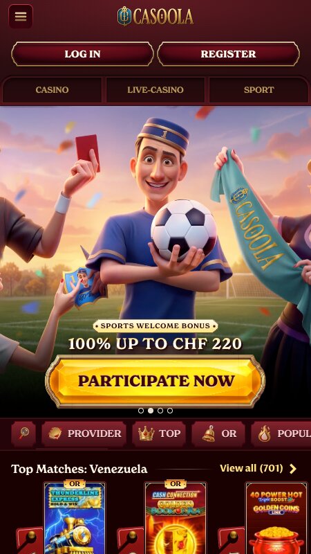 Casoola bookmaker homepage