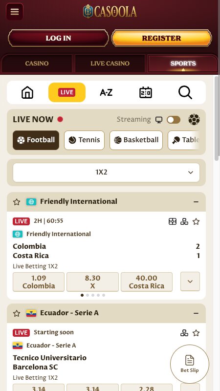 Casoola live betting interface