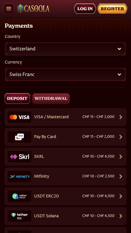 Casoola payment methods